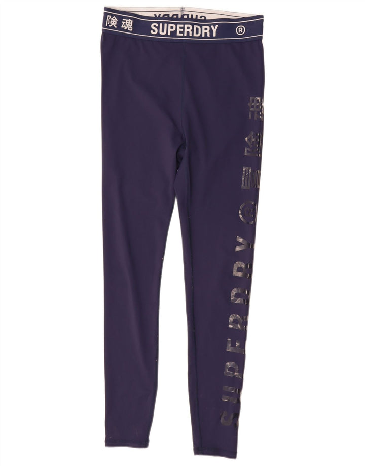 Damskie legginsy Superdry Graphic UK 12, średni granatowy, poliester
