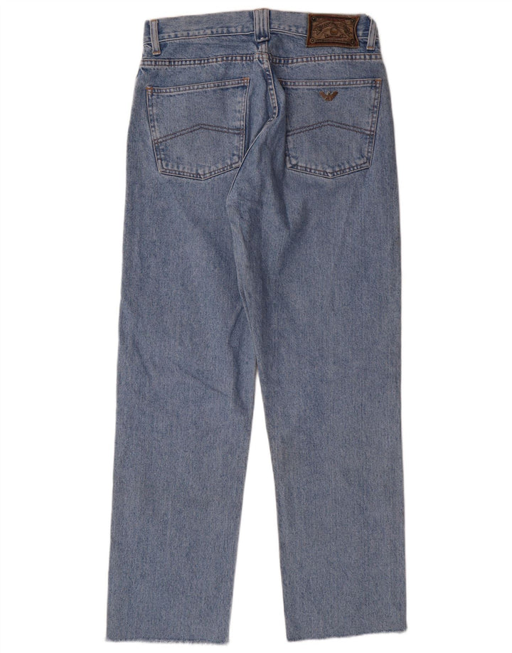 Męskie proste dżinsy Armani z wysokim stanem W32 L29, niebieska bawełna