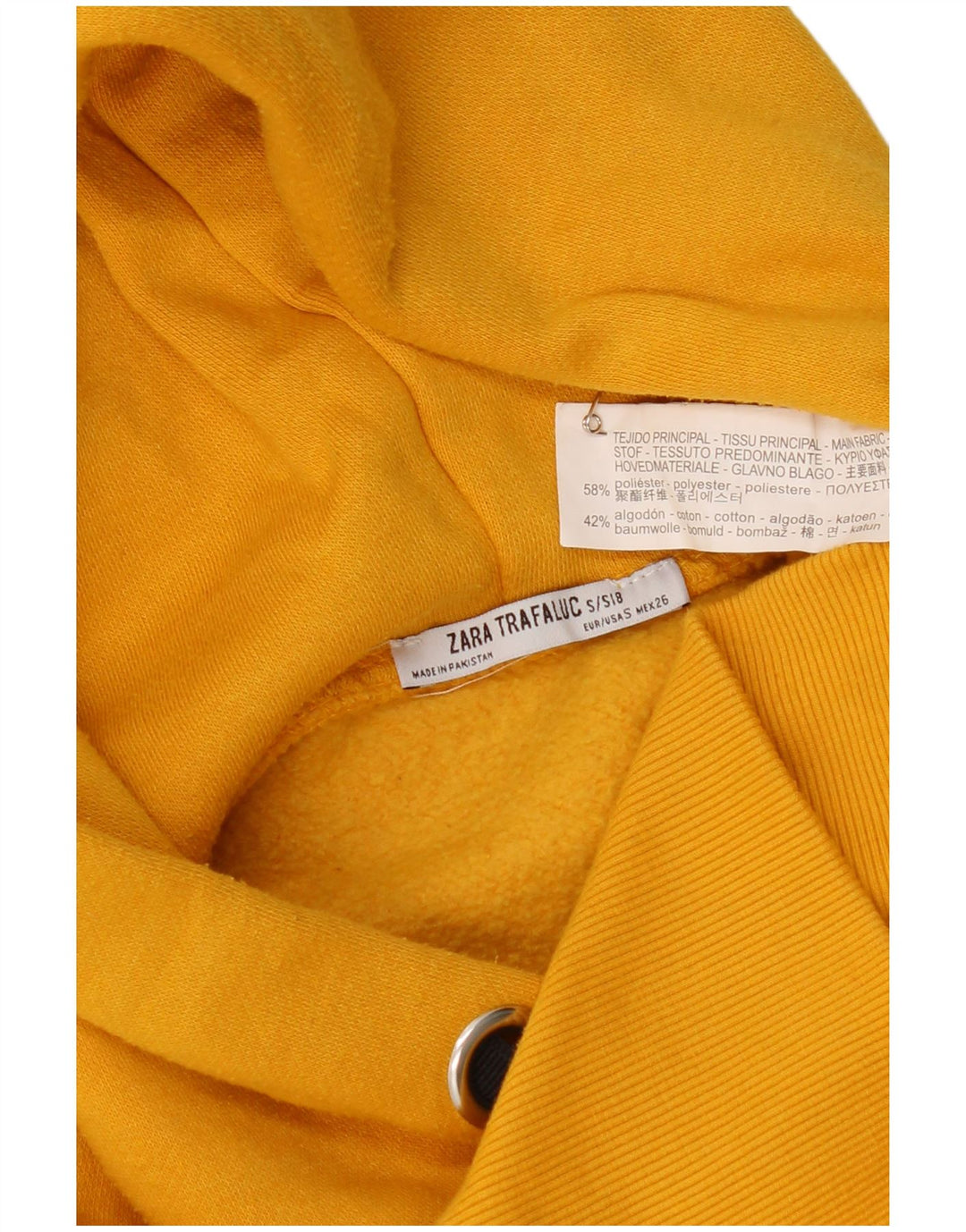 Damski sweter oversize z kapturem Zara UK 10, mały, żółty poliester
