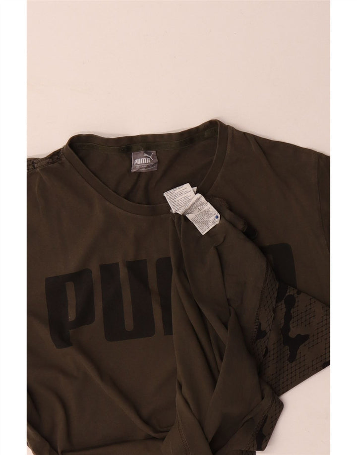 Męski T-shirt z grafiką PUMA, duży, bawełniany kamuflaż khaki