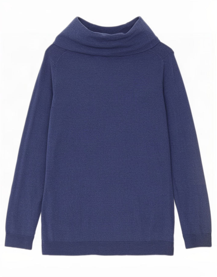 Sweter damski Massimo Dutti z wywijanym dekoltem UK 12, średni niebieski jedwab