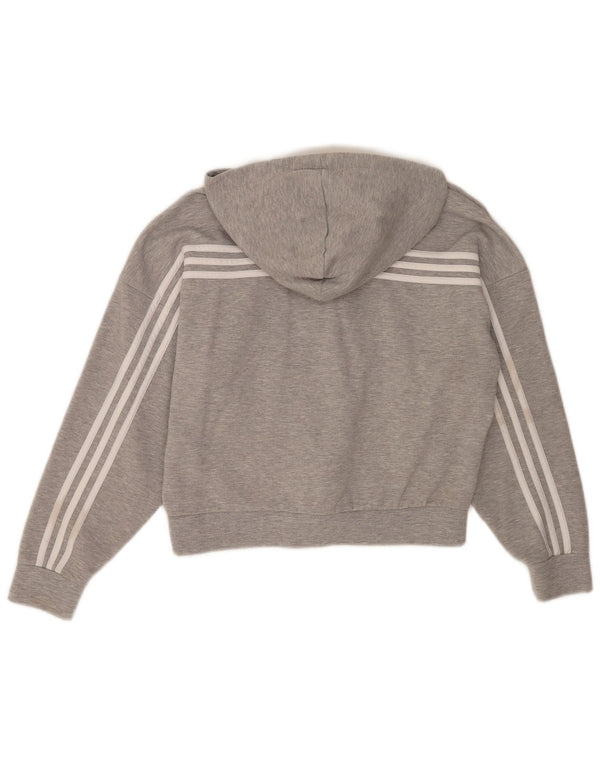 Damska bluza z kapturem Adidas Relaxed Fit Zip UK 8/10 w małe szare paski