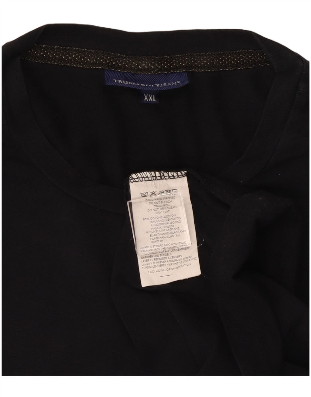 Top męski TRUSSARDI JEANS z długim rękawem, 2XL, czarny, bawełniany