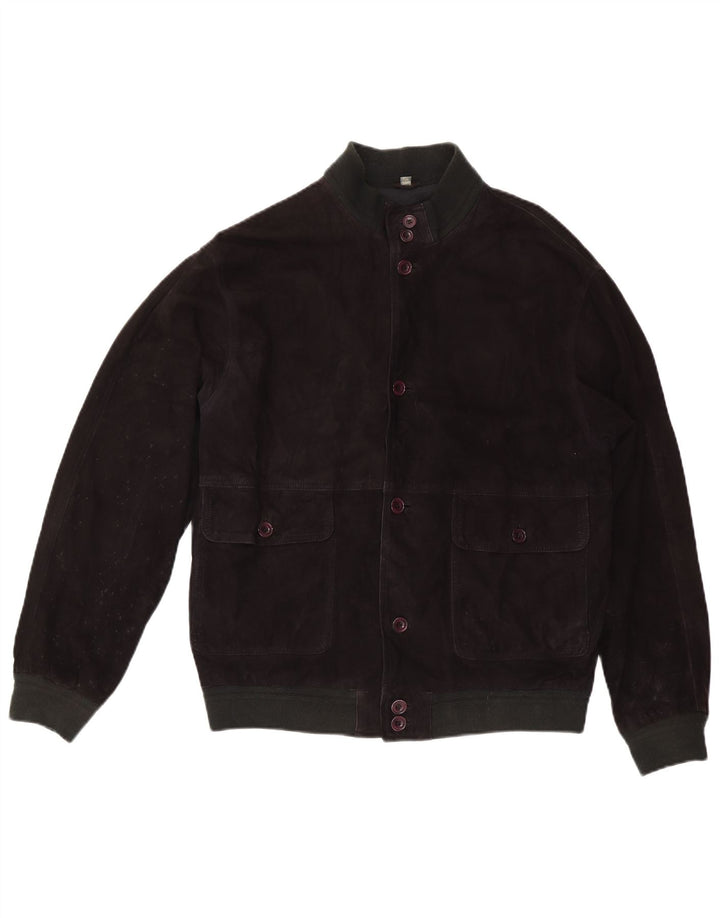 Vintage męska zamszowa kurtka bomber IT 50 duża czarna skóra