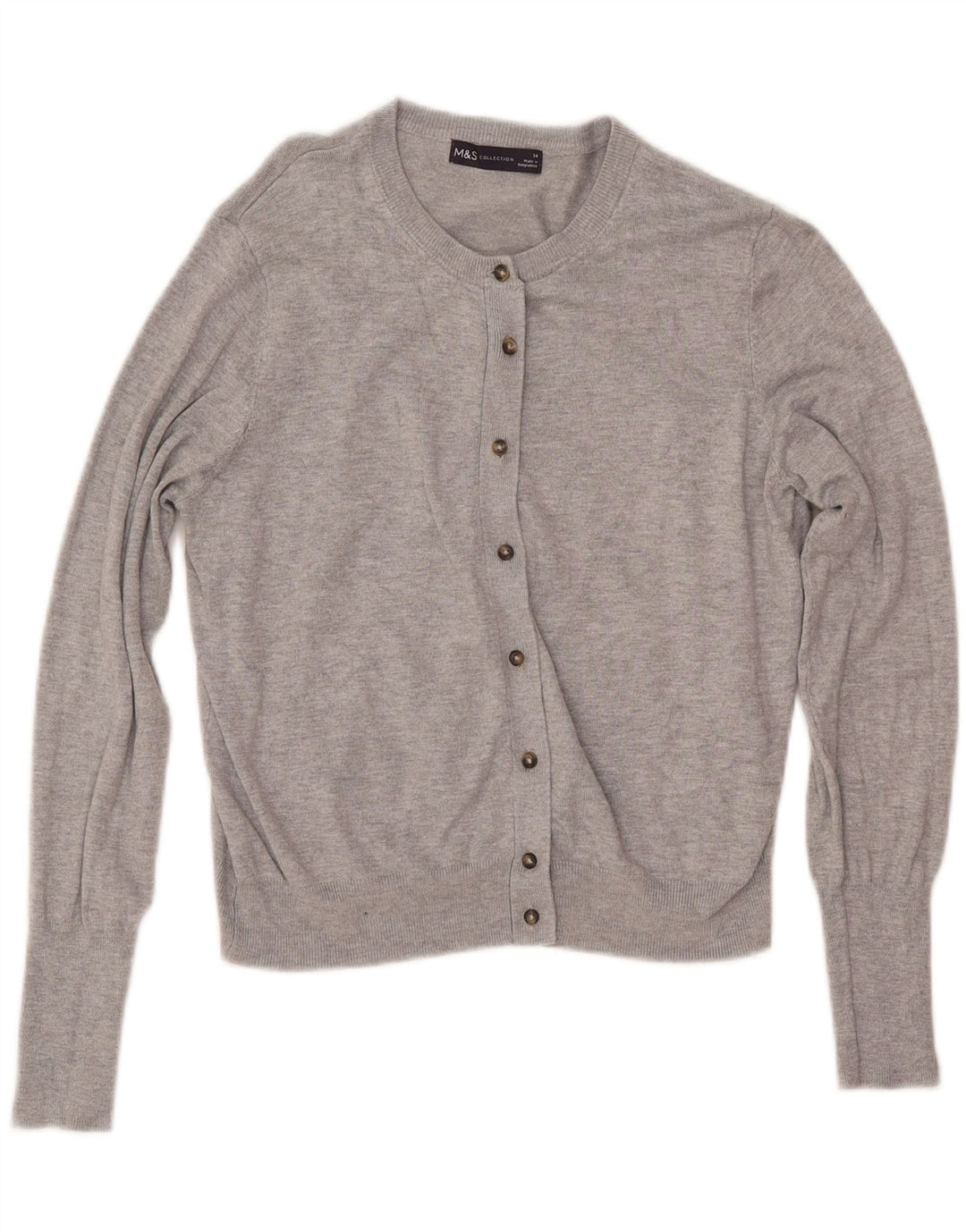 MARKS & SPENCER Krótki sweter damski UK 14, średnioszary, wiskoza