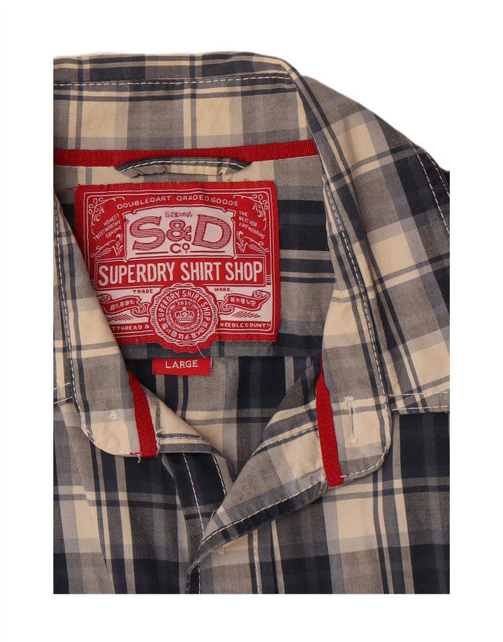 Koszula męska Superdry, duża, bawełniana, granatowa w kratkę
