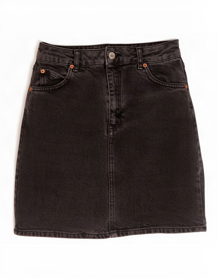 Topshop Damska mini spódniczka dżinsowa W26 Mała czarna bawełniana