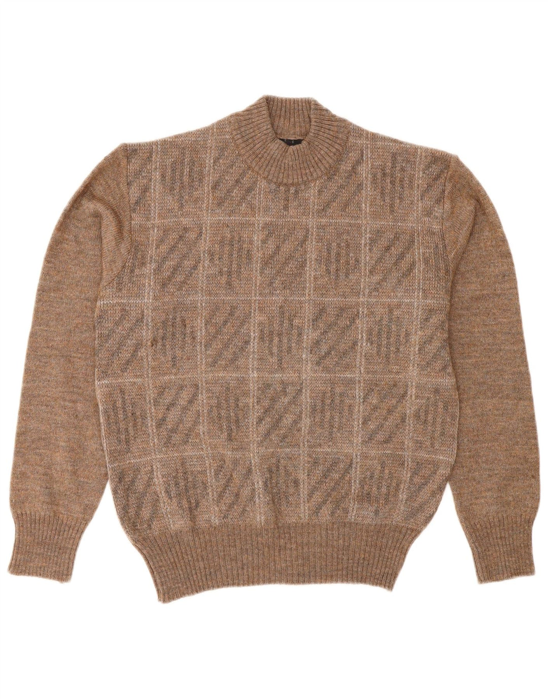 Męski sweter w geometryczne wzory Rinaldi Średni brąz w geometrycznym stylu