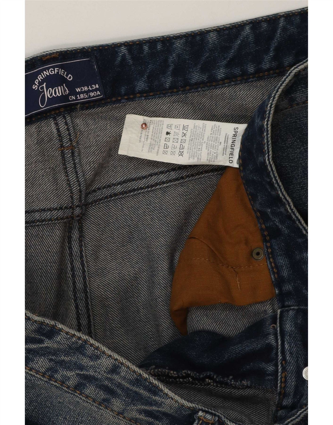 Springfield Męskie jeansy slim W38 L34 Niebieskie bawełniane