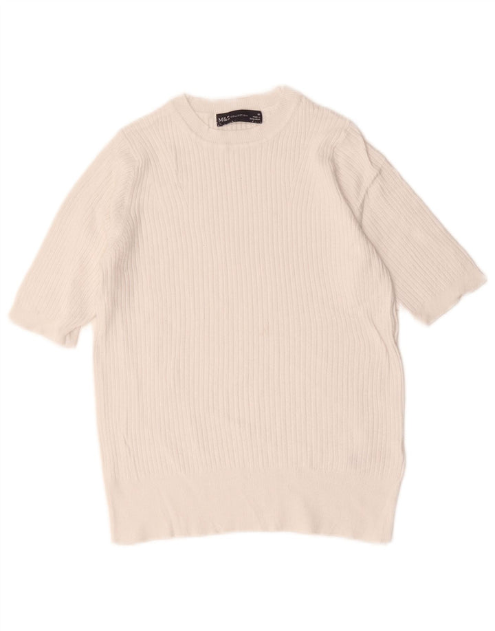 Marks & Spencer Damski sweter z okrągłym dekoltem, UK 10, mały, biały