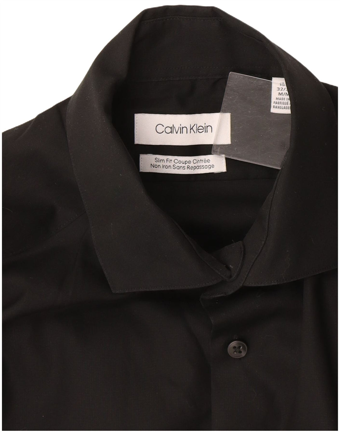 Koszula męska Calvin Klein Slim Fit, rozmiar 15 1/2, średnia czarna bawełna