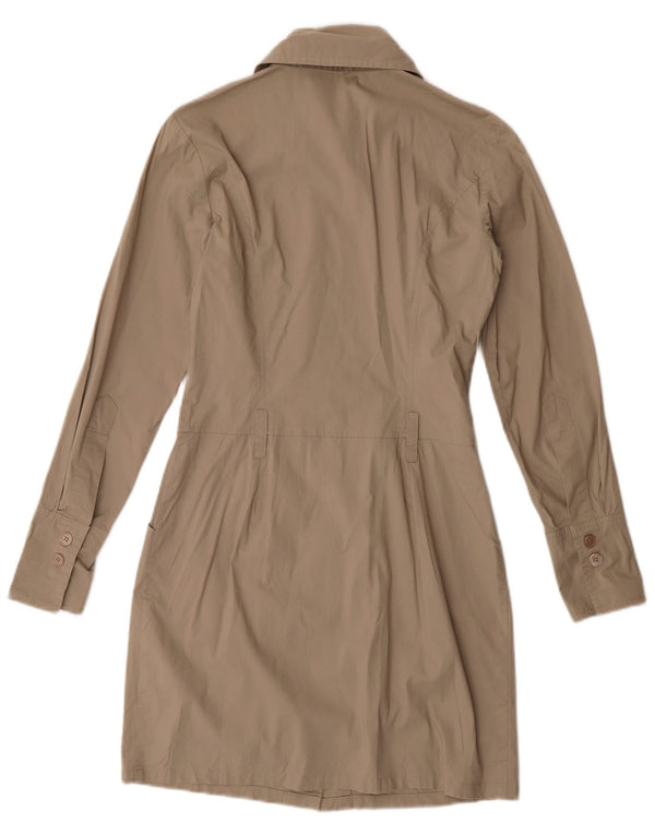 Benetton Womens Shirt Dress UK 10 Small Beige Cotton