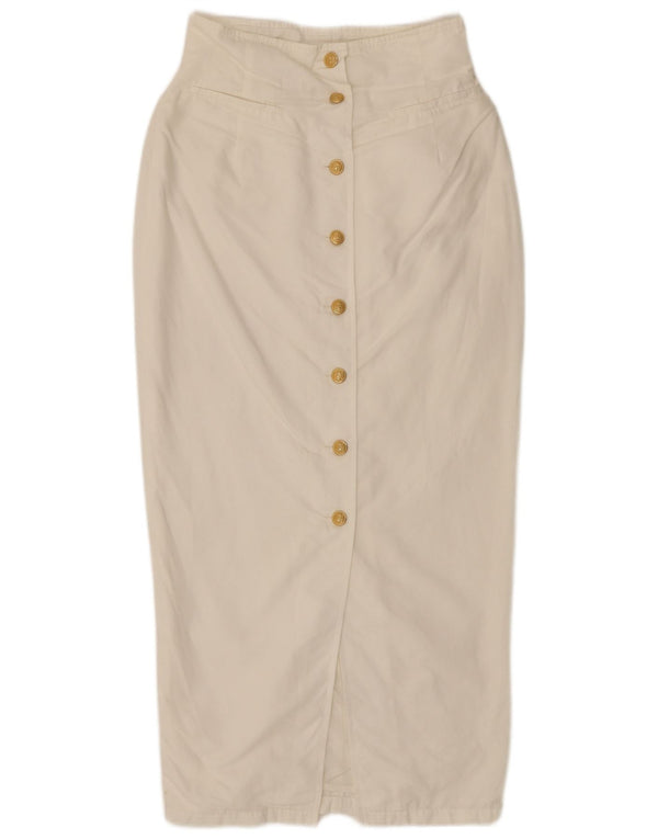 Damska spódnica midi w stylu vintage UK 10 Small W26 Biała bawełna