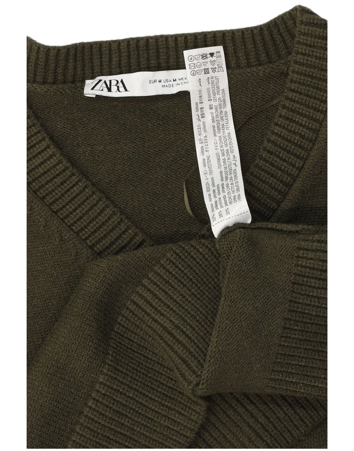Sweter damski Zara Crop Jumper UK 12 Średni zielony wiskoza