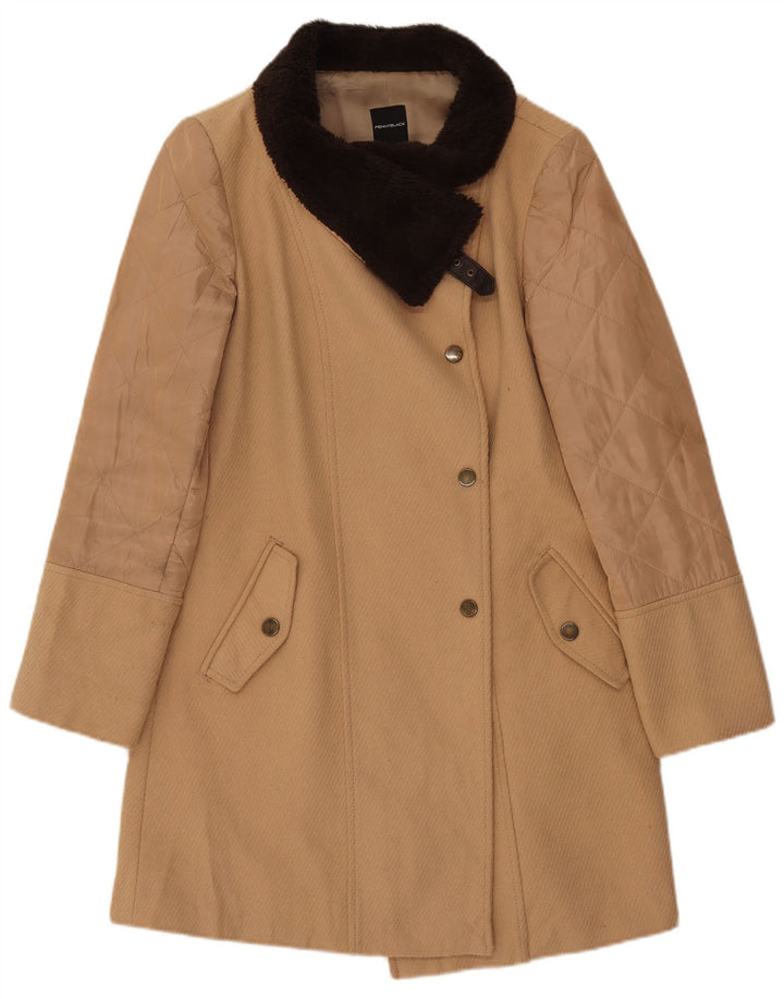 Czarny płaszcz damski Penny UK 12, wełna w kolorze średniego beżu