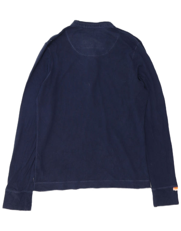 Męski top Superdry z długim rękawem, średni granatowy, bawełniany