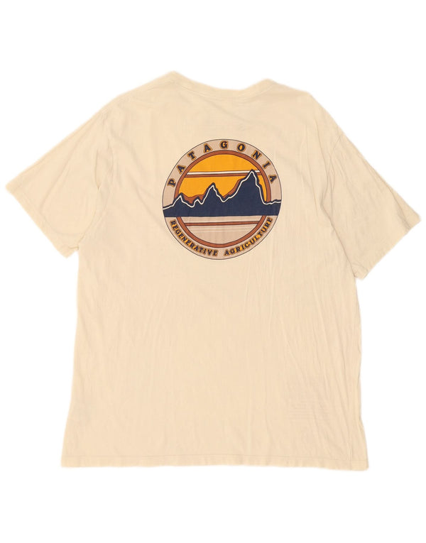 Męski T-shirt z grafiką Patagonia o regularnym kroju, duży, beżowy