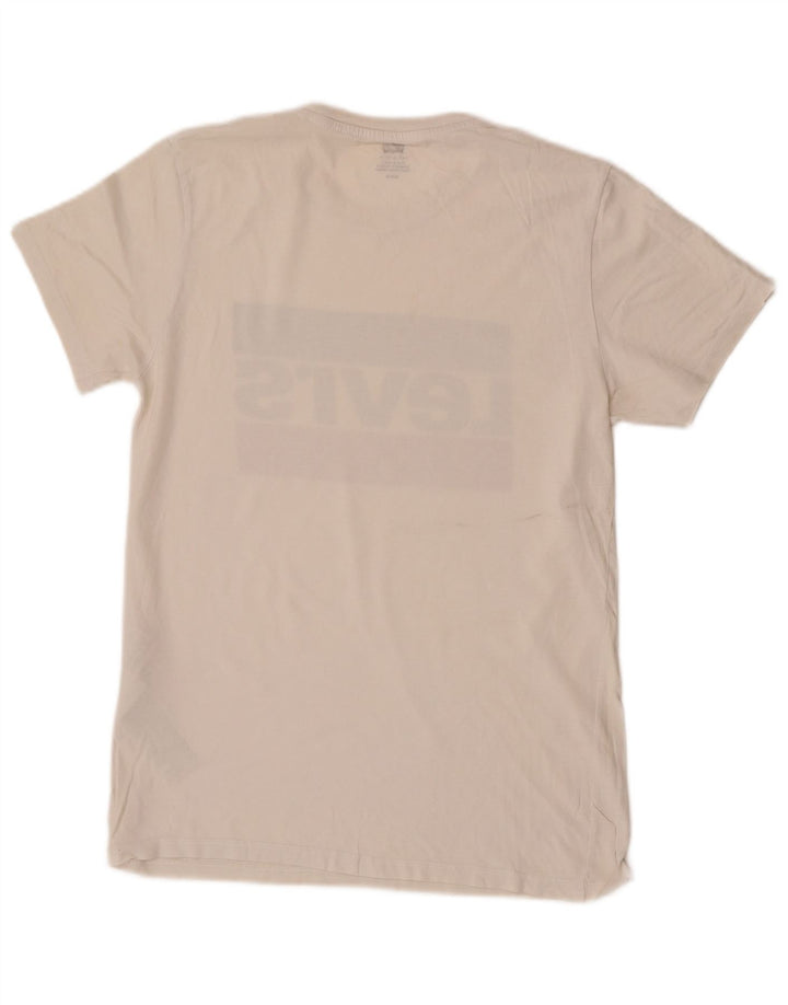 Męski T-shirt z grafiką Levi's, mały, złamanej bieli, bawełniany