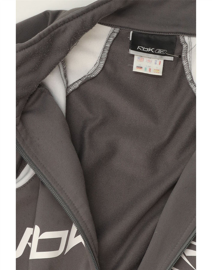 REEBOK Mens Graphic Tracksuit Top Jacket XS Grey Colourblock Polyester Vintage Reebok and Second-Hand Reebok from Messina Hembry 