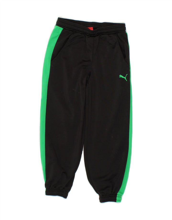 PUMA Boys Tracksuit Trousers Joggers 5-6 Years Black Colourblock Polyester Vintage Puma and Second-Hand Puma from Messina Hembry 