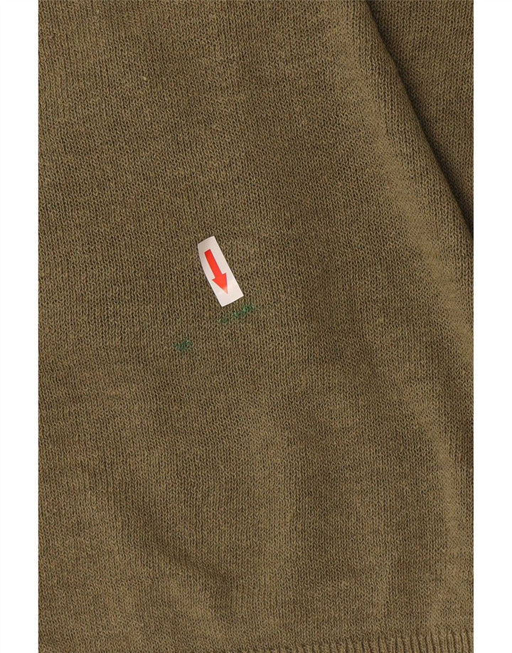 Damski sweter Zara z okrągłym dekoltem, UK 14, średnia bawełna khaki