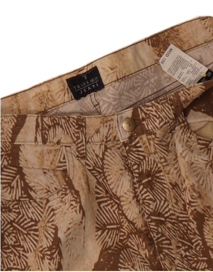 Damskie proste spodnie Trussardi z abstrakcyjnym wzorem W32 L33 Beżowe