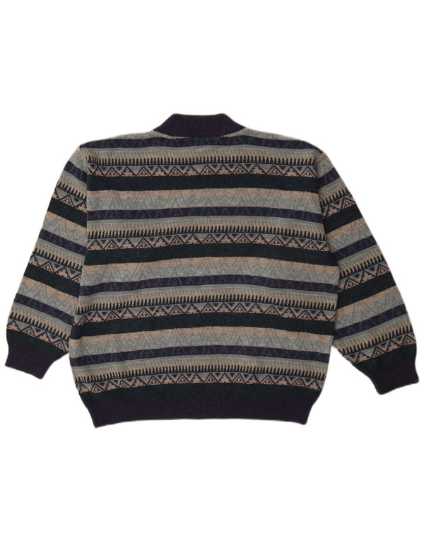 Vintage męski sweter z golfem XL granatowy geometryczny