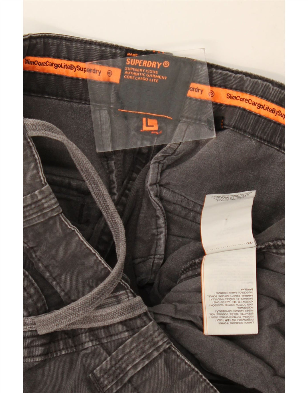 Męskie spodnie cargo SUPERDRY, duże W36 L33, szara bawełna