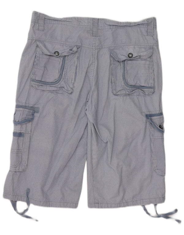 Męskie spodenki cargo w stylu vintage 2XL W40 Niebieskie bawełniane prążki
