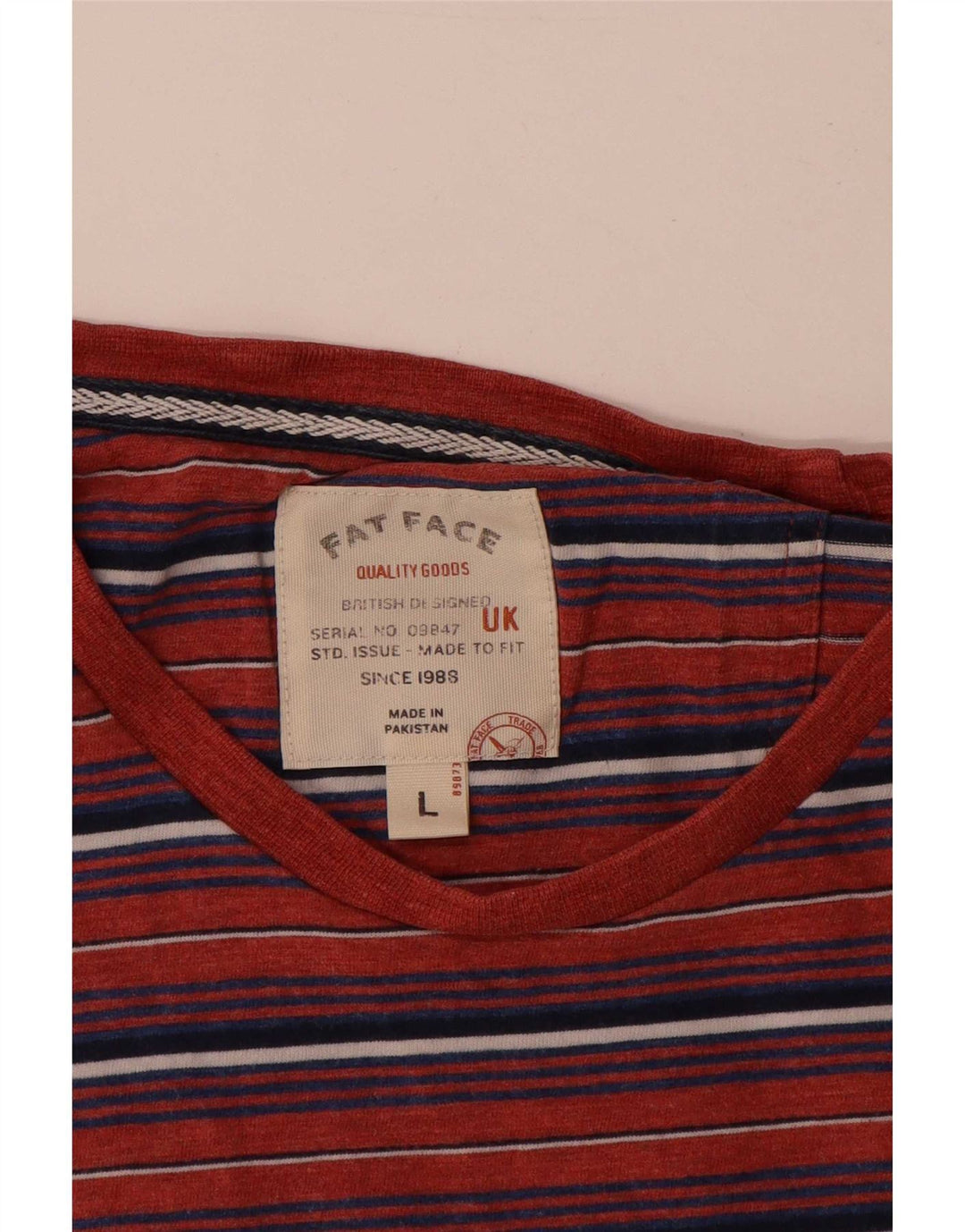 T-shirt męski Fat Face, duży, bawełniany w czerwone paski