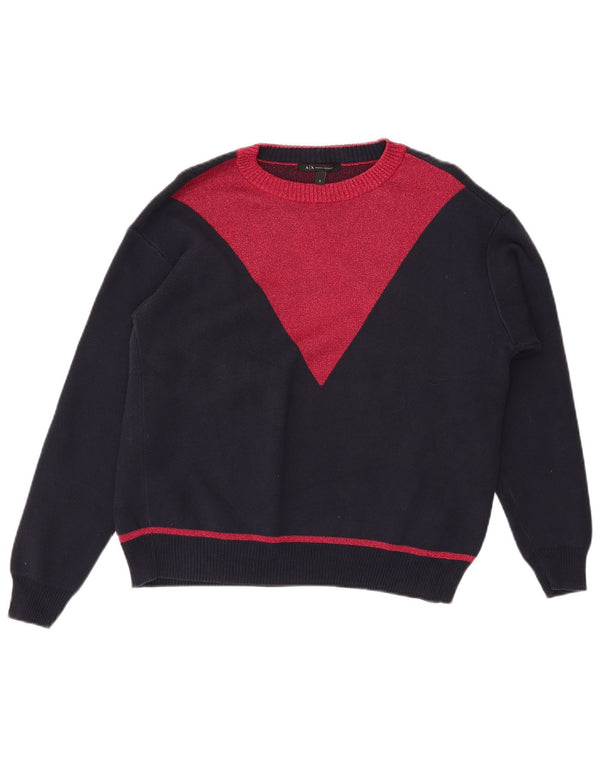 Damski sweter z dekoltem w łódkę Armani Exchange UK 10, mały, granatowy