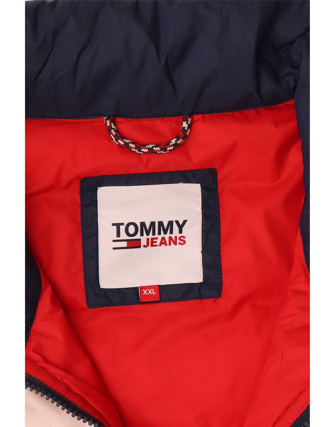 Męska ocieplana kurtka Tommy Hilfiger UK 44 2XL Niebieski poliamid z blokami kolorów