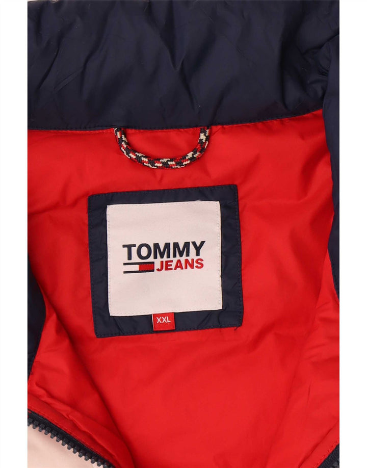 Męska ocieplana kurtka Tommy Hilfiger UK 44 2XL Niebieski poliamid z blokami kolorów
