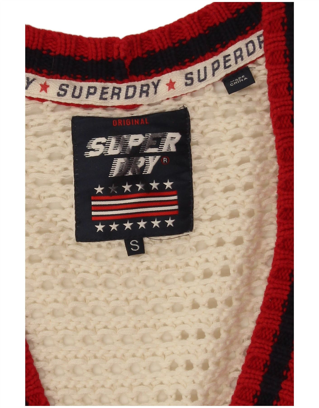 Damski sweter oversize Superdry UK 10, mały, biały, z blokami kolorów