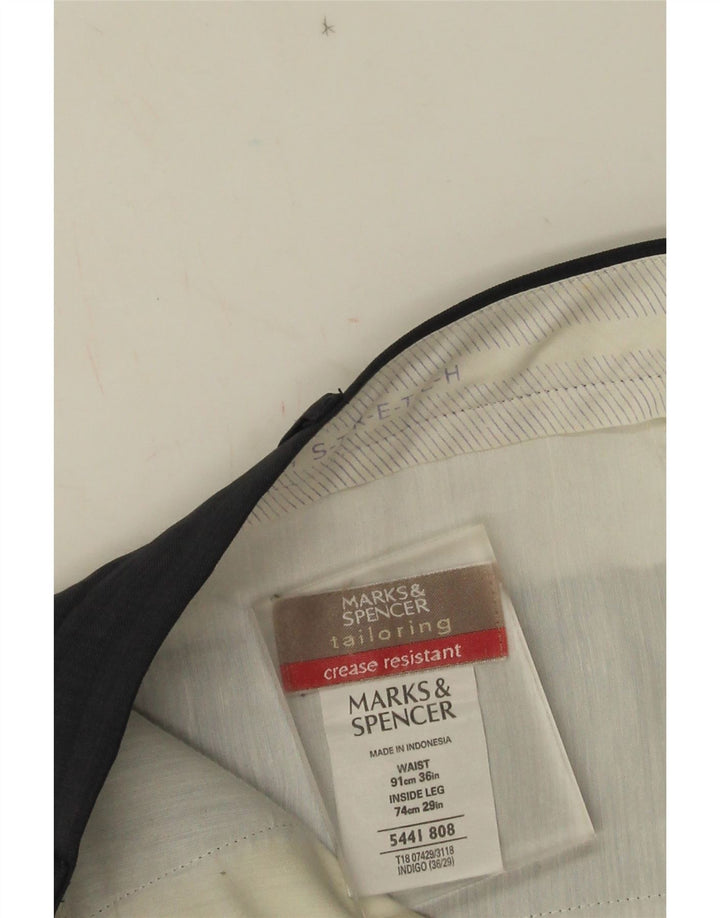 Marks & Spencer Męskie proste spodnie garniturowe W36 L29 Granatowy poliester