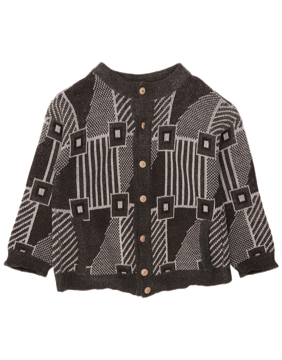 Damski sweter oversize VINTAGE UK 18 XL, szary, geometryczny