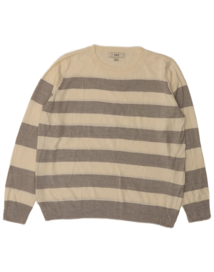 Marks & Spencer Damski sweter z okrągłym dekoltem UK 12 w średnie szare paski