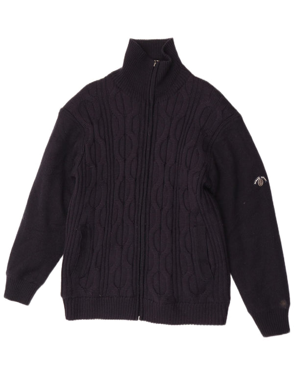 Vintage męski sweter rozpinany XL granatowa wełna merynosowa