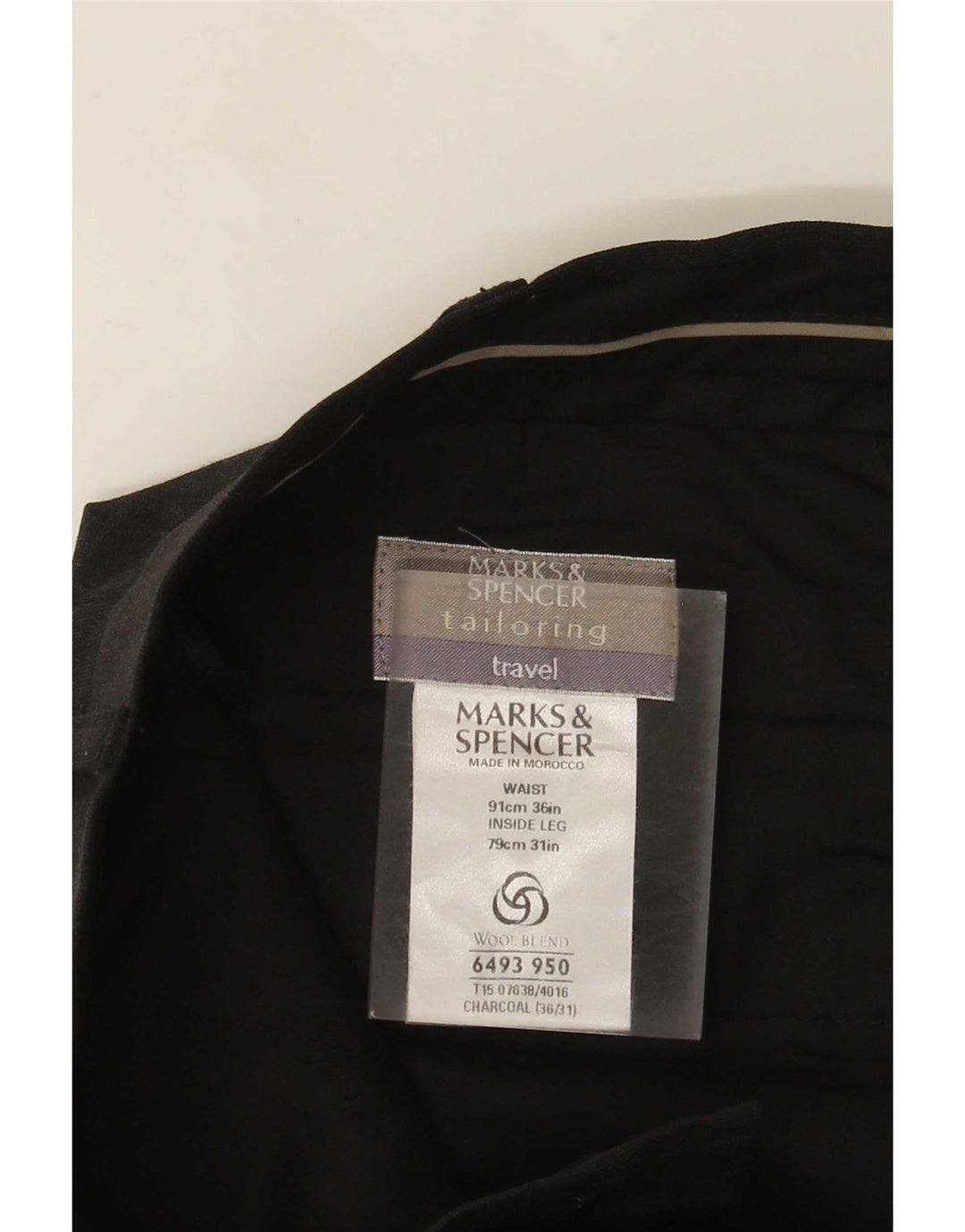 Marks & Spencer Męskie dopasowane spodnie garniturowe W36 L31 Szary poliester