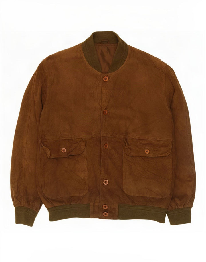 Vintage męska zamszowa kurtka bomber IT 58 4XL brązowa skóra