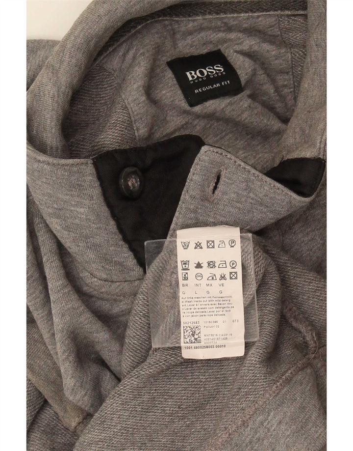 Męska bluza Hugo Boss zapinana na guziki, duża, szara bawełna