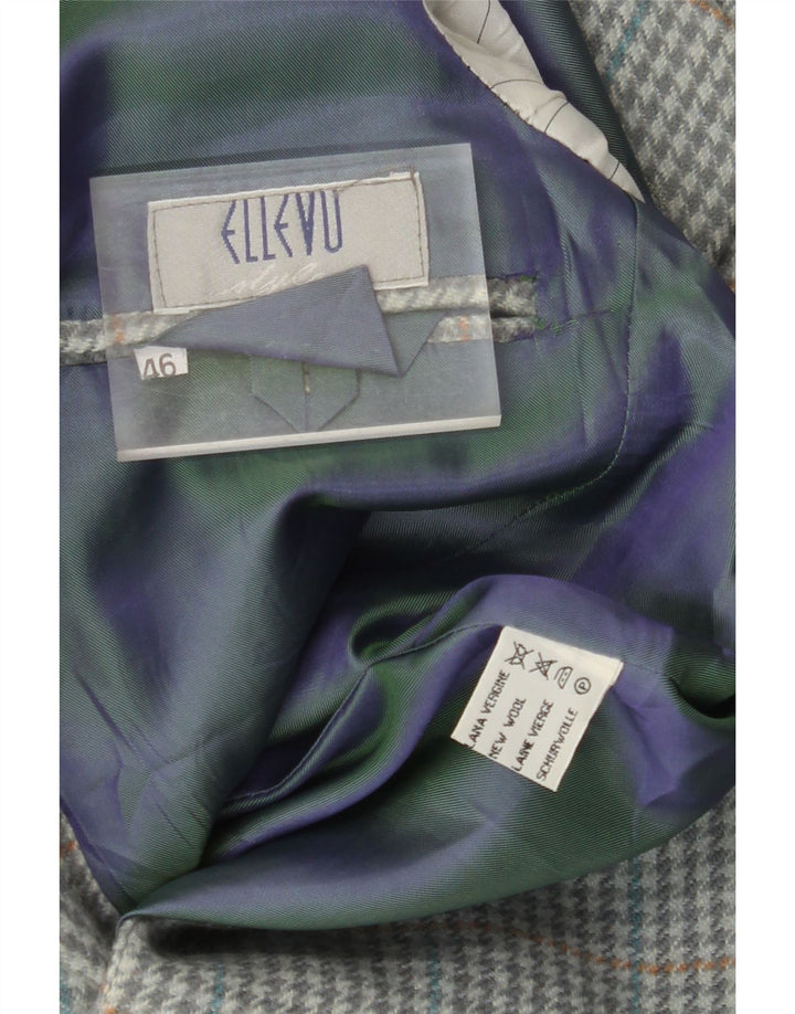 Męska marynarka zapinana na 2 guziki w stylu VINTAGE IT 46 Mała, szara, nowa wełniana pepitka