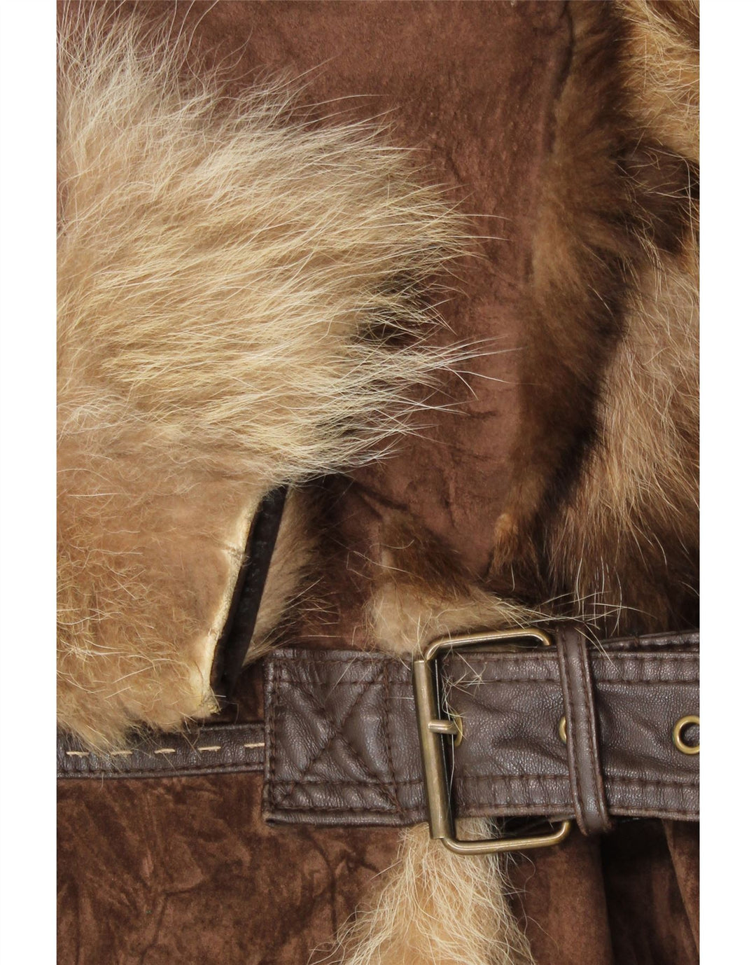 Rene Derhy damski płaszcz z zamszowego futra UK 14, średnio brązowa skóra