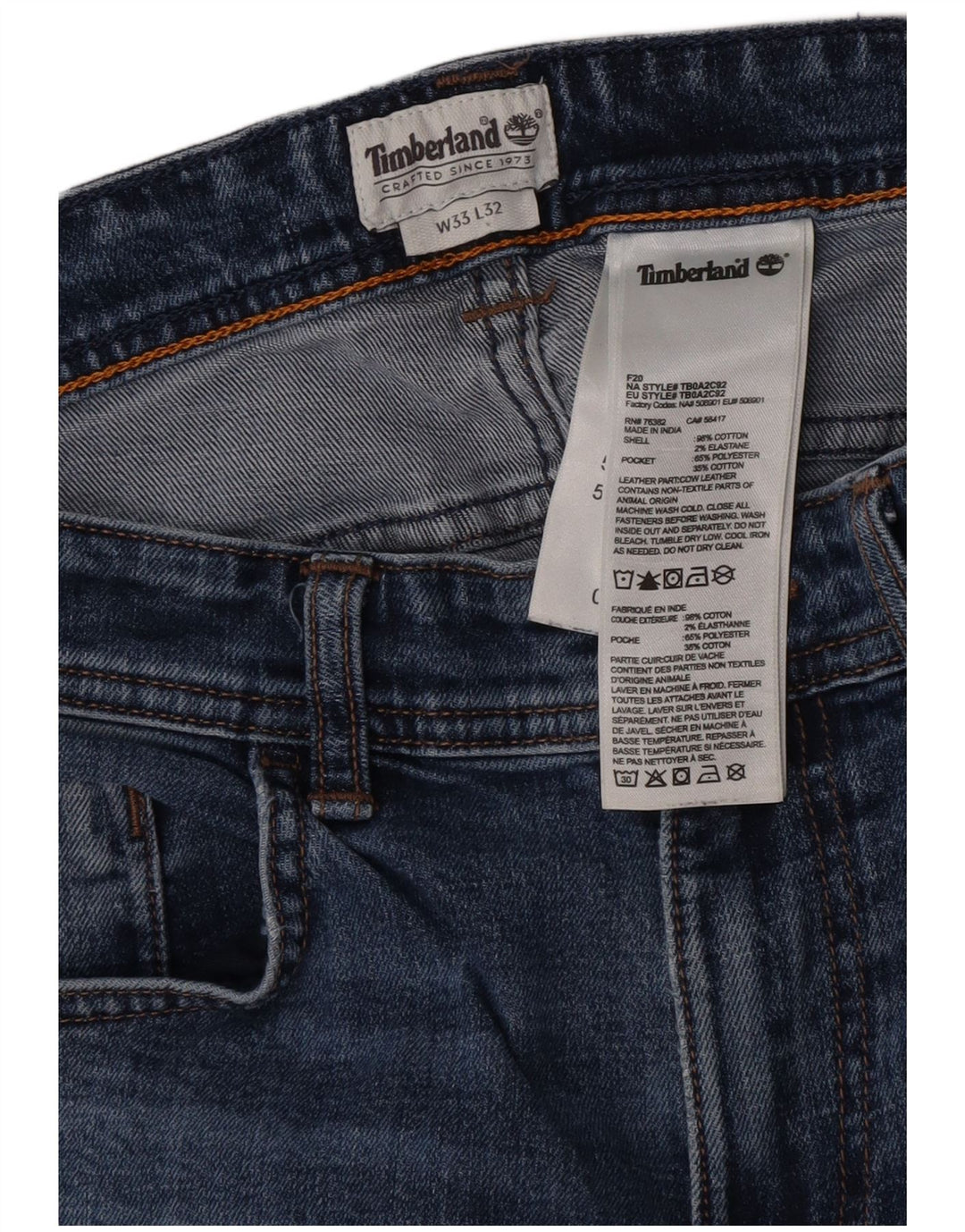 Męskie jeansy Timberland W33 L32 Niebieskie bawełniane