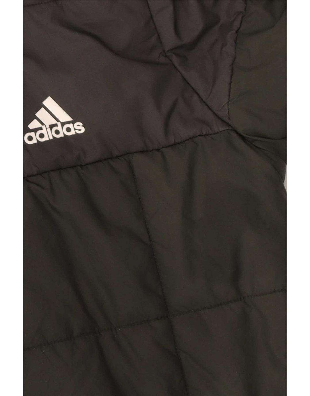 Chłopięca wyściełana kurtka z kapturem Adidas 13-14 lat Khaki, poliester z blokami kolorów