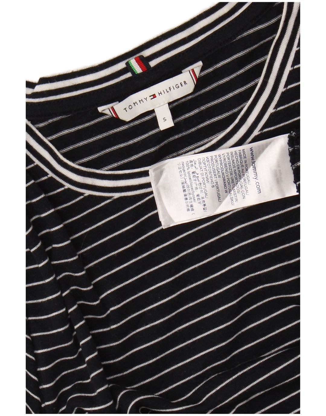 Damska koszulka TOMMY HILFIGER Top UK 10 z lyocellu w małe granatowe paski