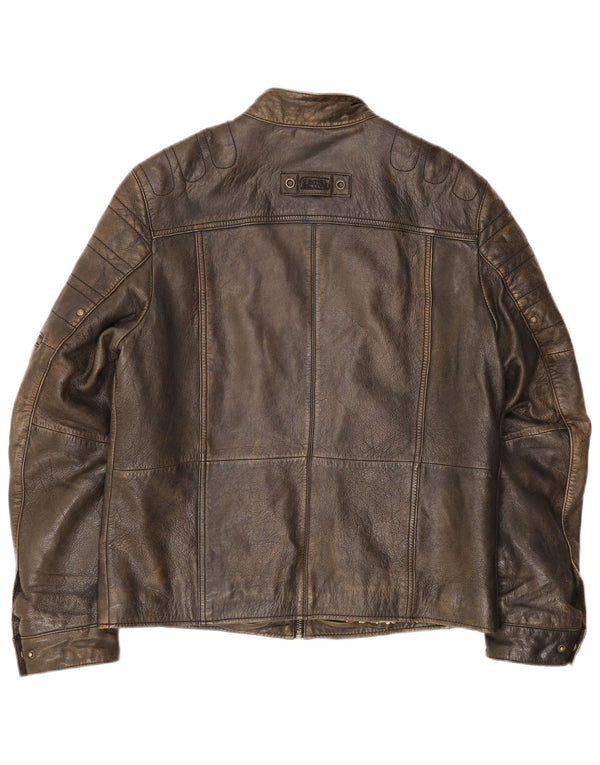 Męska skórzana kurtka racer Camel Active IT 50, duża brązowa