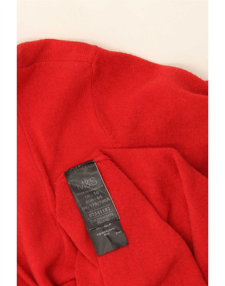 Marks & Spencer Damski długi sweter rozpinany UK 16, duży czerwony
