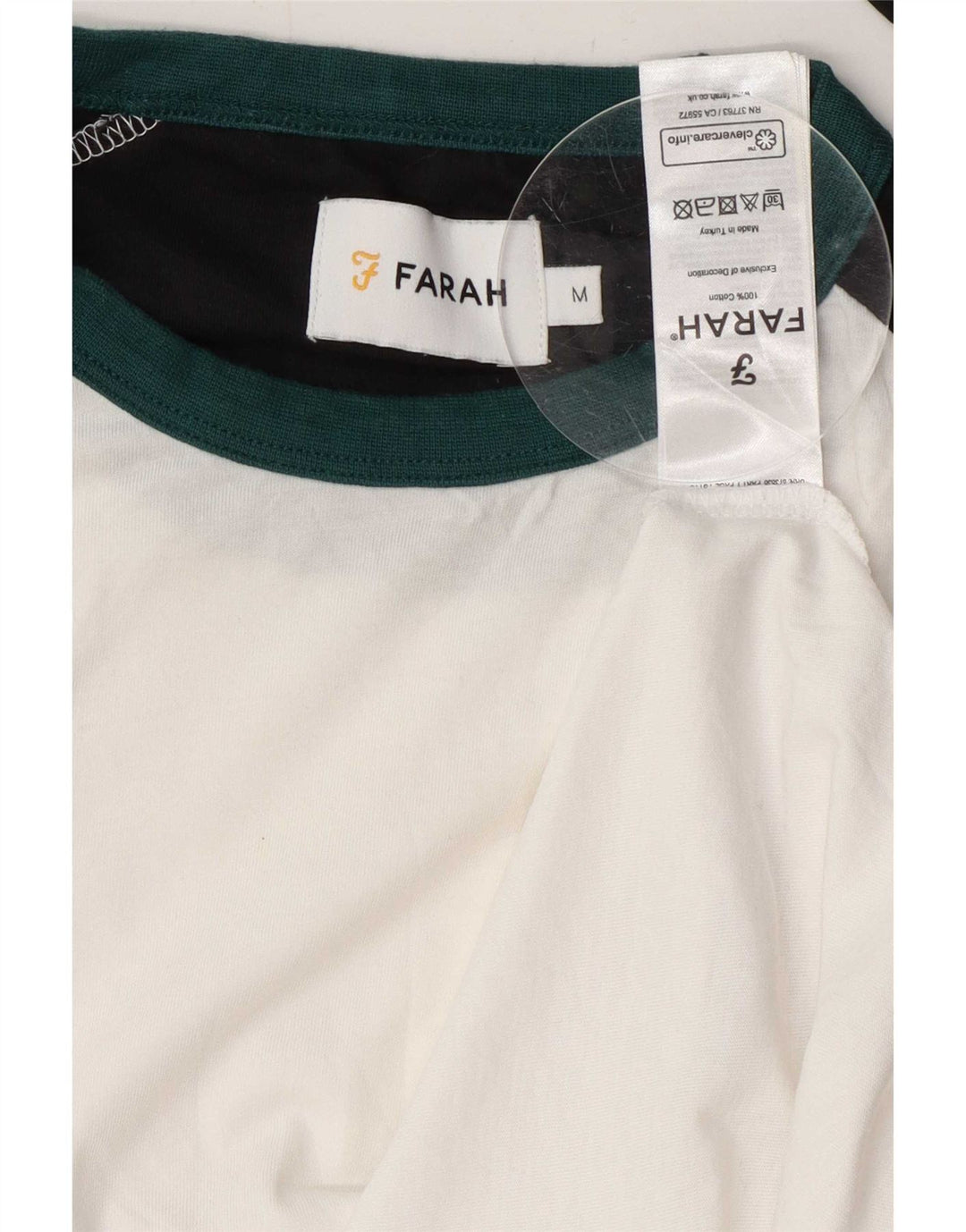 Męski top Farah z długim rękawem, bawełniany w kolorze średniej bieli