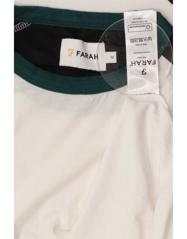Męski top Farah z długim rękawem, bawełniany w kolorze średniej bieli